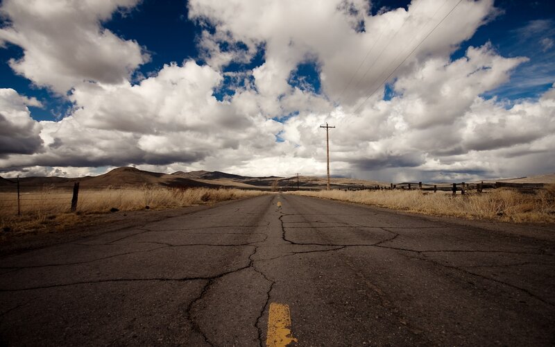 Cracked Road in Desert