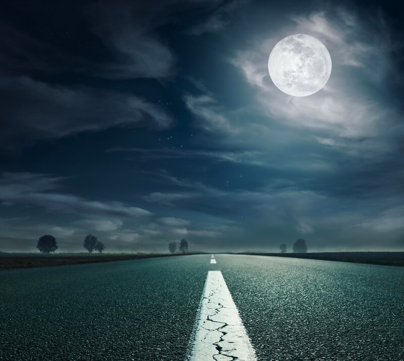Cracked Road under Moon