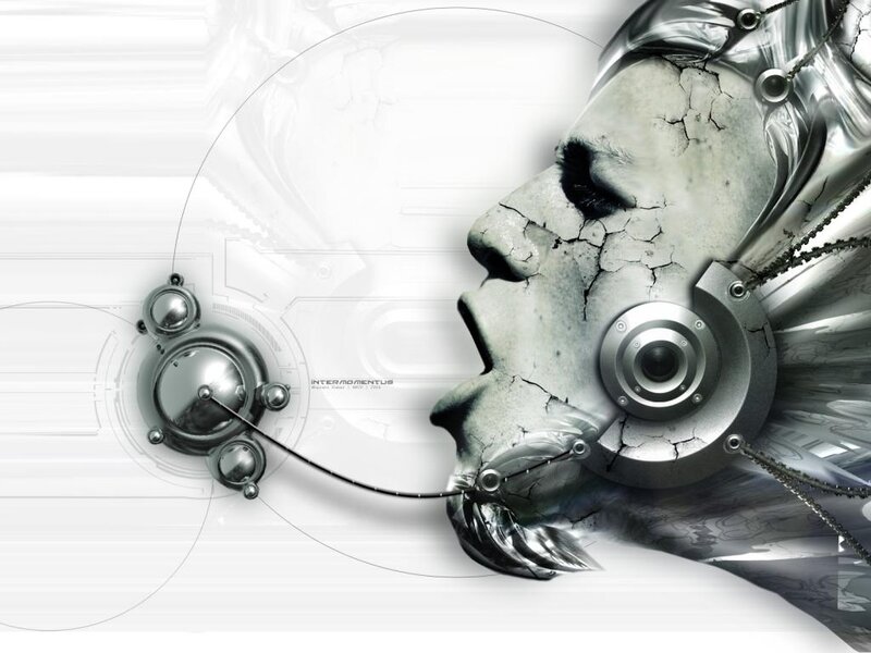 cracked robotic face profile