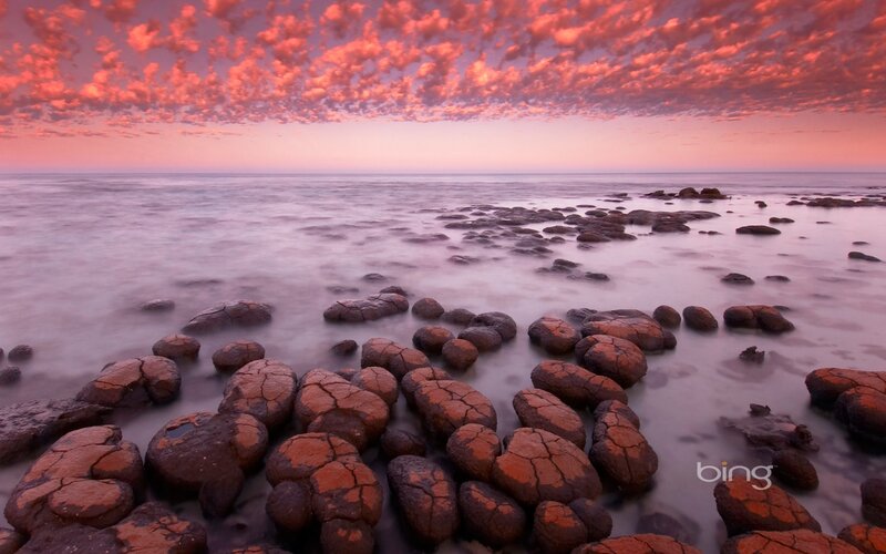 cracked rocks at sunset