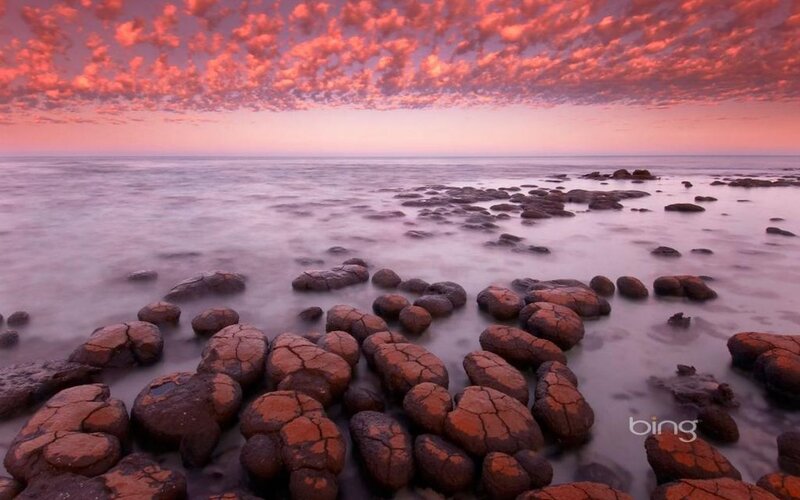 Cracked Rocks on Beach — Pink, Serene