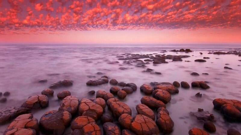 Cracked Rocks on Beach