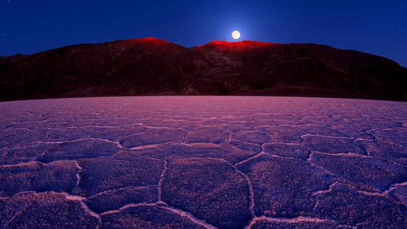 Cracked Salt Flat at Night — Purple