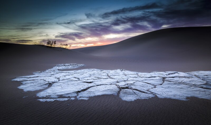 Cracked Salt Flat in Desert