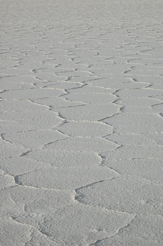 cracked salt flat surface