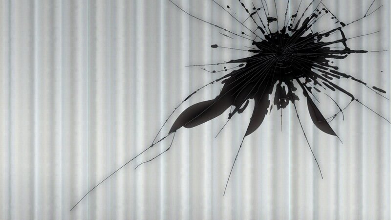 Cracked Screen Display — White, Dramatic, Photograph, Crack, Black Splatter