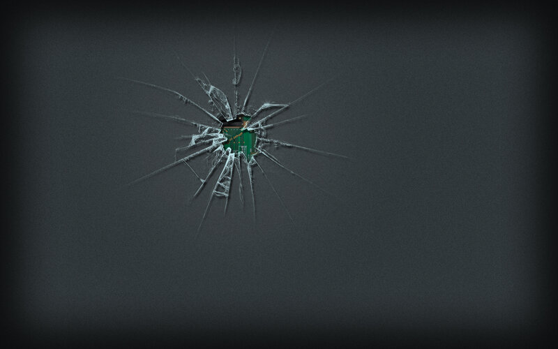 Cracked screen with circuit board