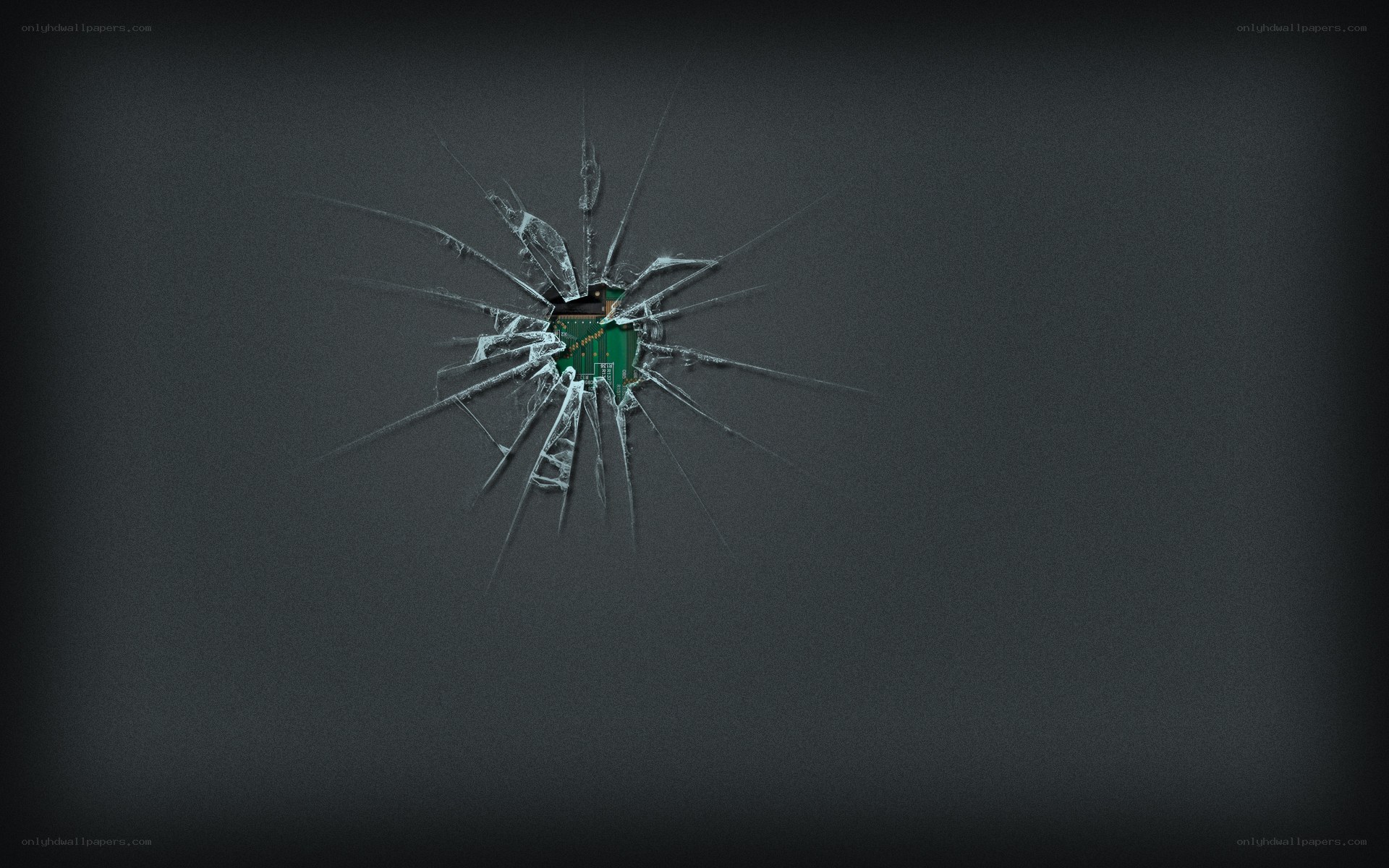 Cracked screen with circuit board