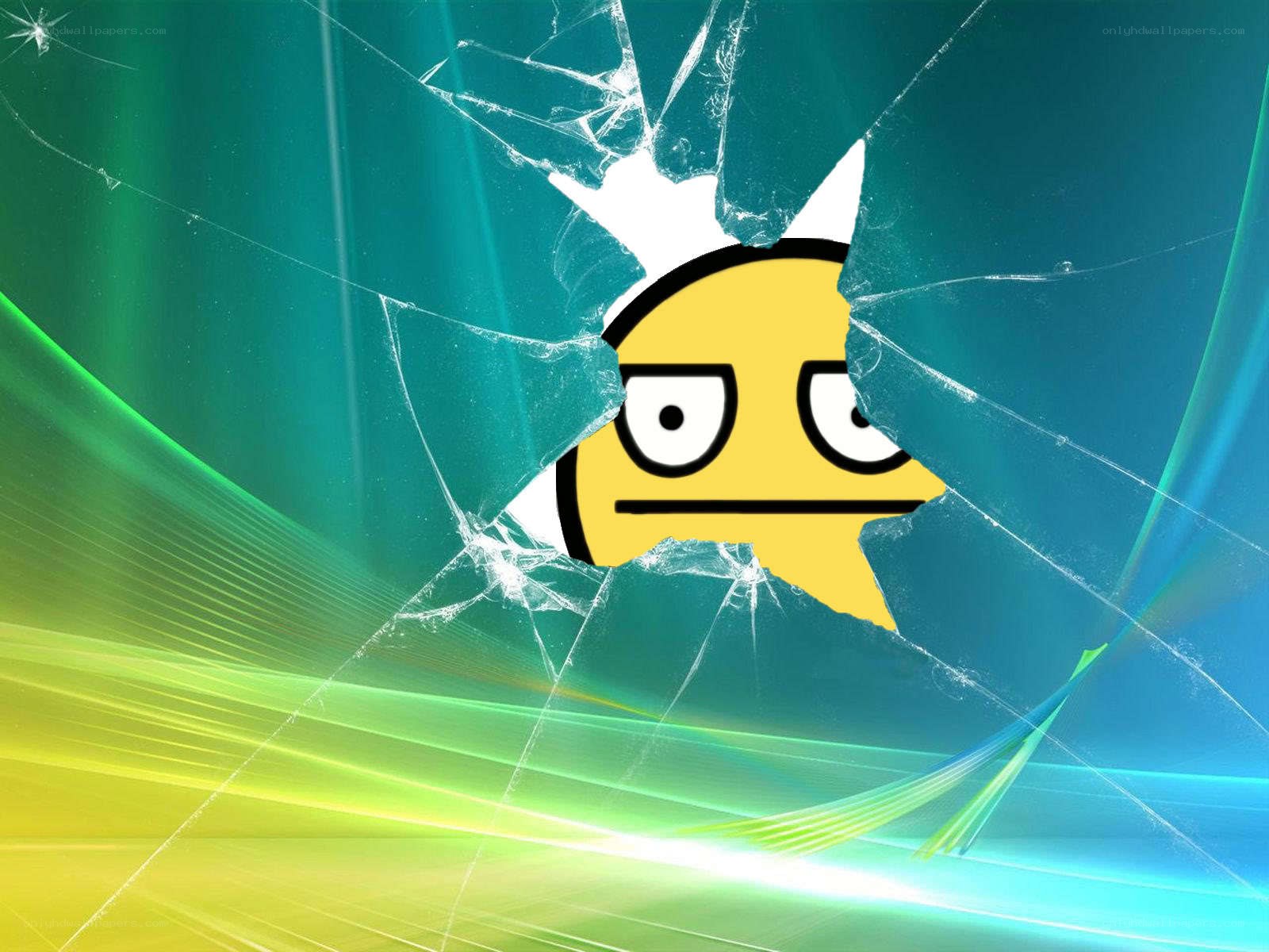 cracked screen with emoji