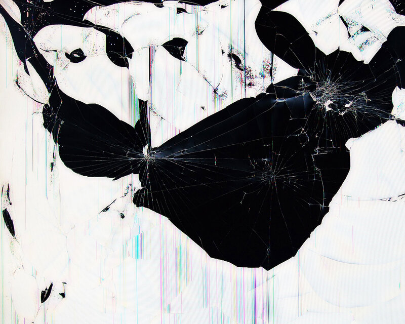 cracked screen with glitch effects