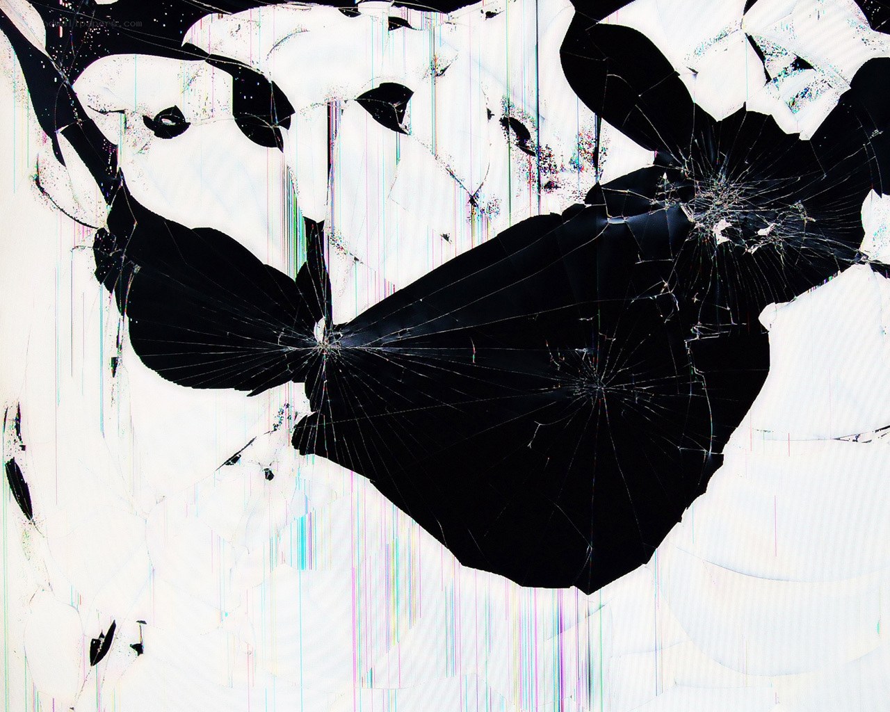 cracked screen with glitch effects