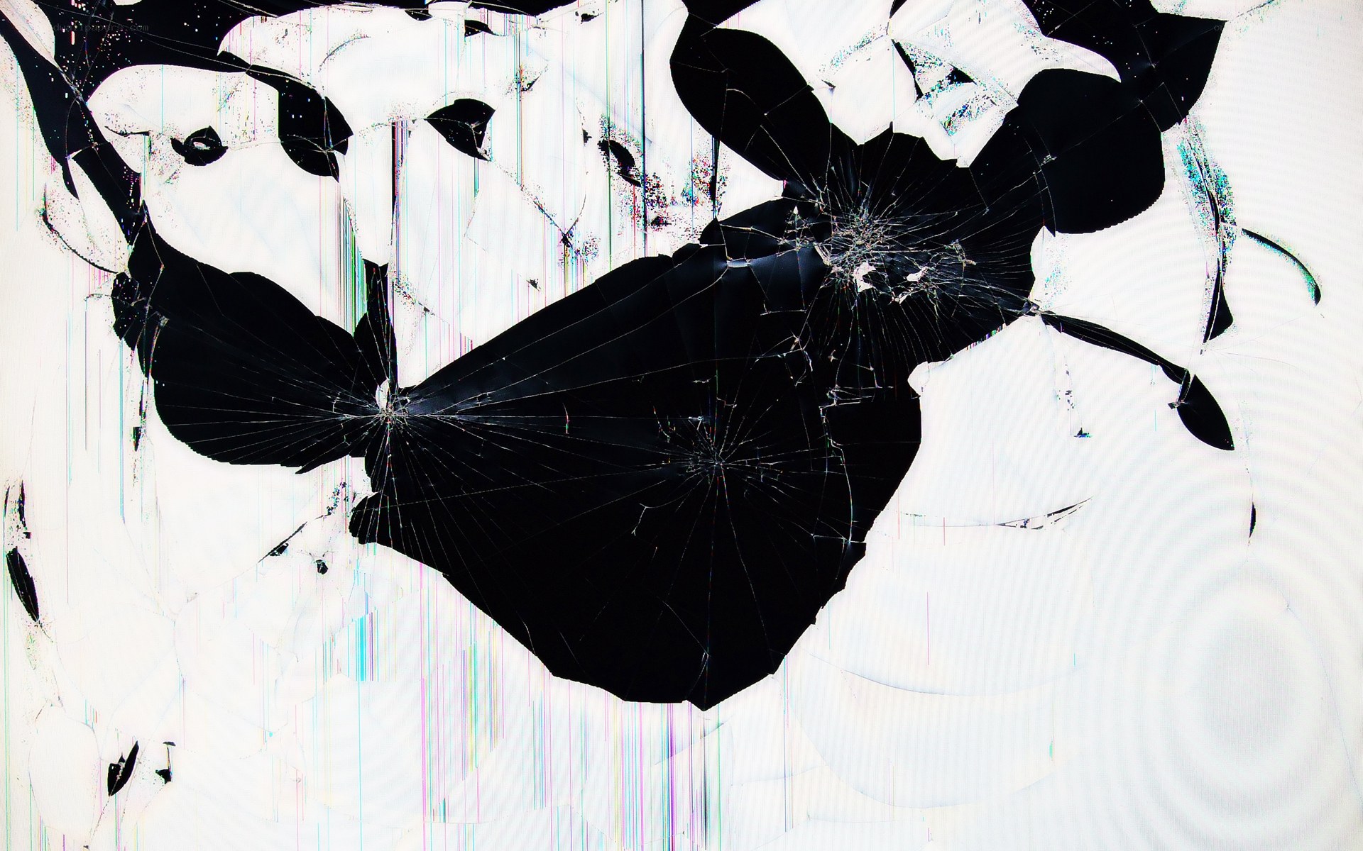 cracked screen with glitch effects
