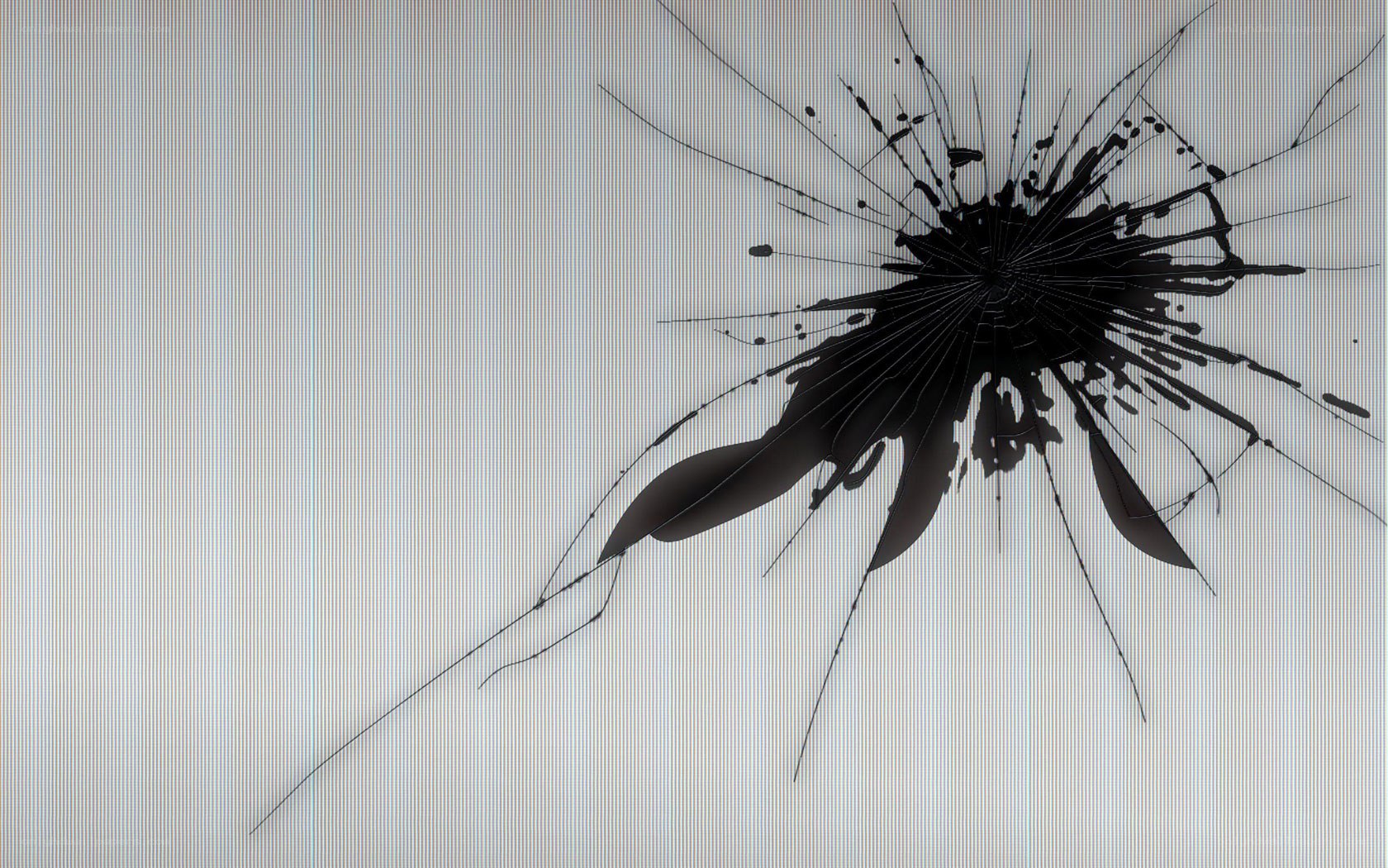 cracked screen with impact damage