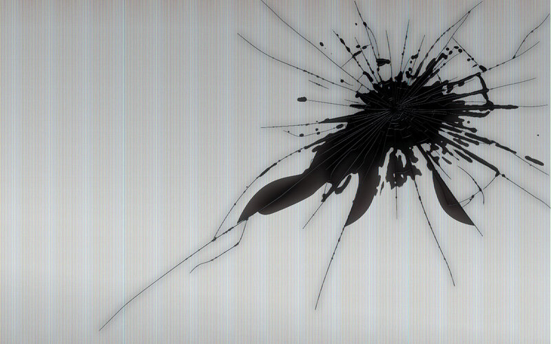 cracked screen with impact damage