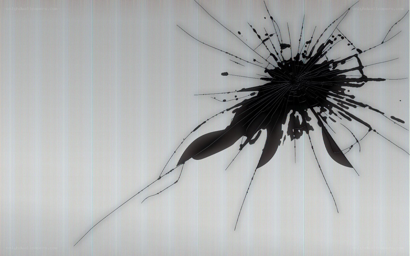 cracked screen with impact damage
