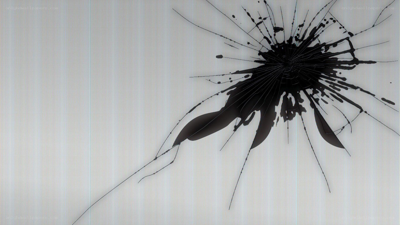 cracked screen with impact damage