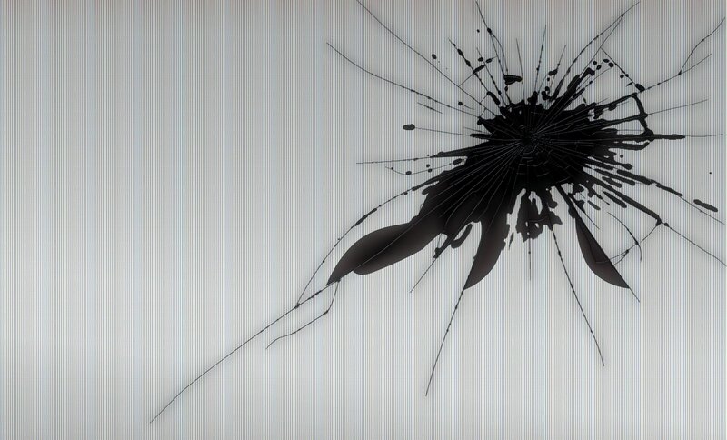 Cracked screen with impact damage