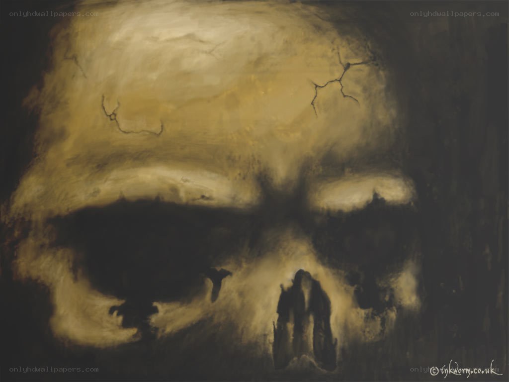 cracked skull painting