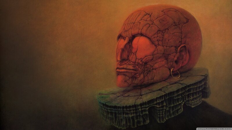 cracked skull sculpture