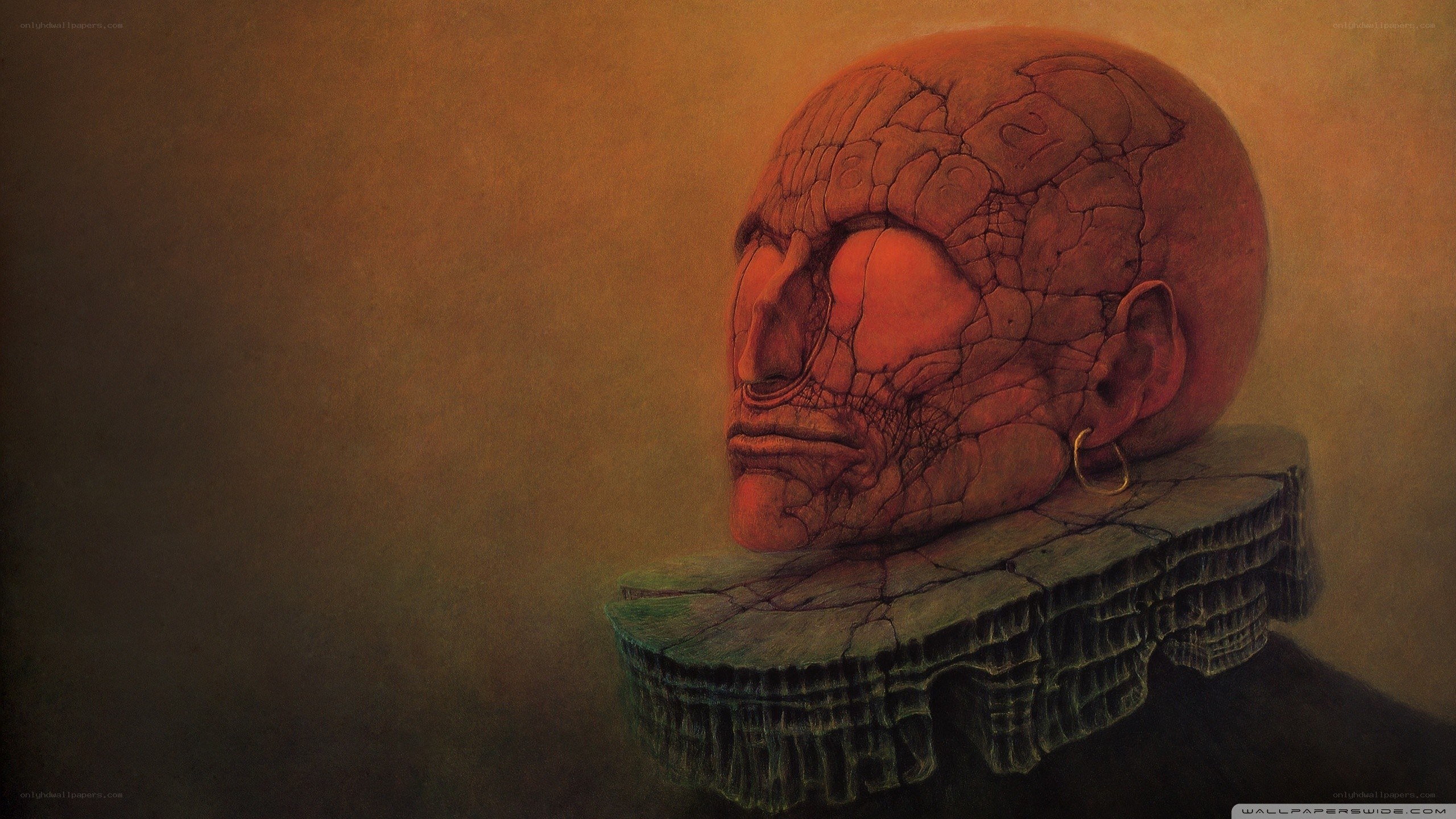 cracked skull sculpture