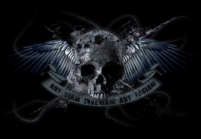 Cracked Skull with Wings — Black