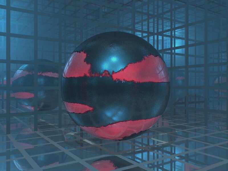 Cracked spheres in a grid room