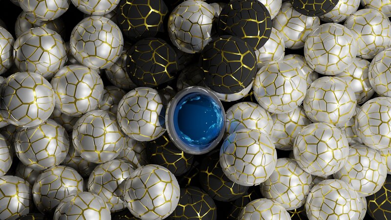 Cracked Spheres with Blue Center