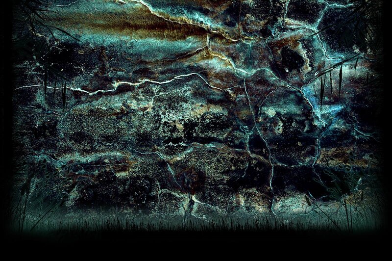 Cracked Stone Wall — Black, Dark