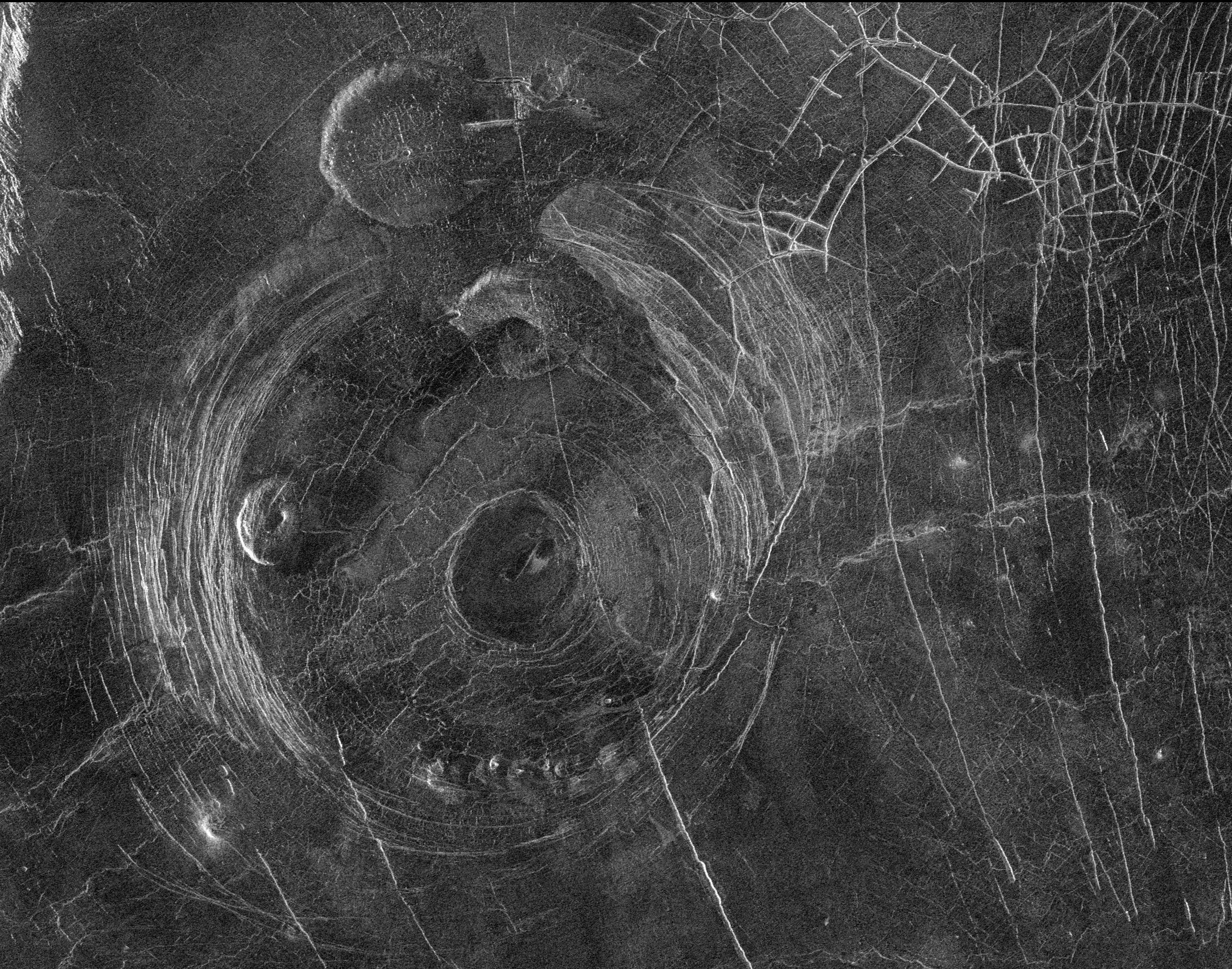 cracked surface with circular patterns