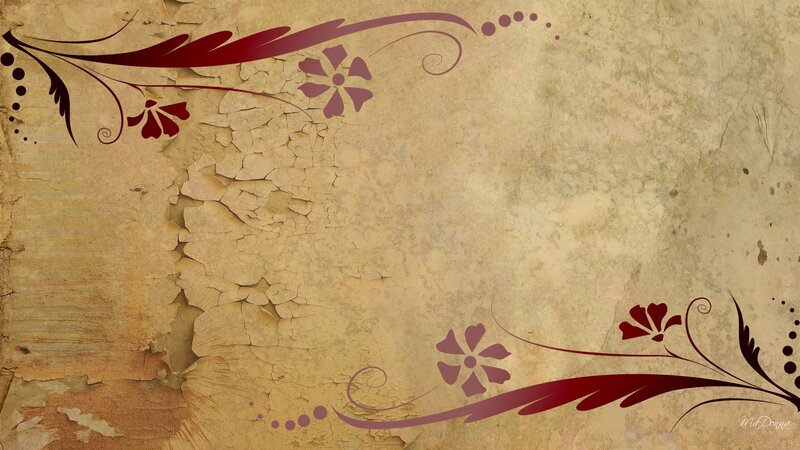 Cracked Wall with Floral Design