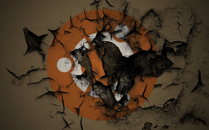 Cracked Wall with Logo — Brown