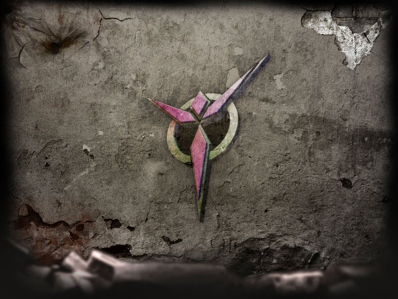 cracked wall with symbol