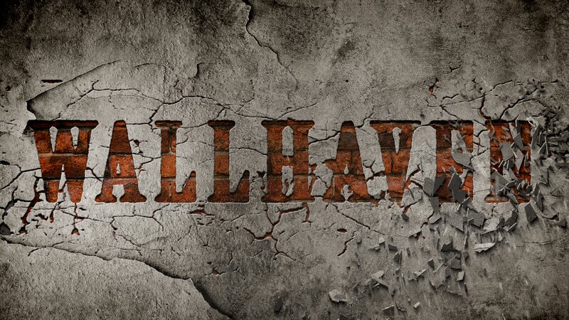Cracked Wall with Text — Gray, Dramatic