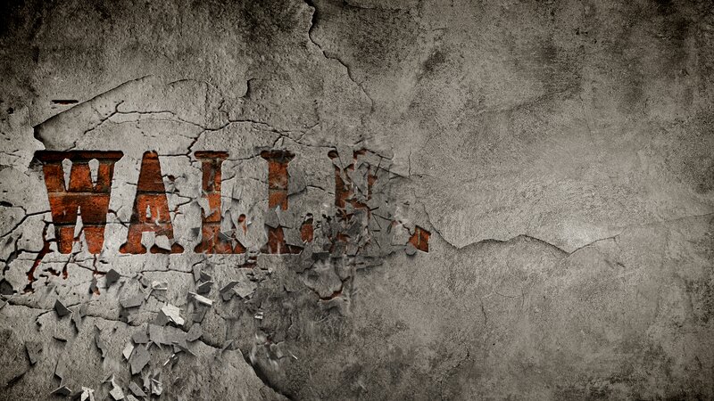 Cracked Wall with Text — Gray