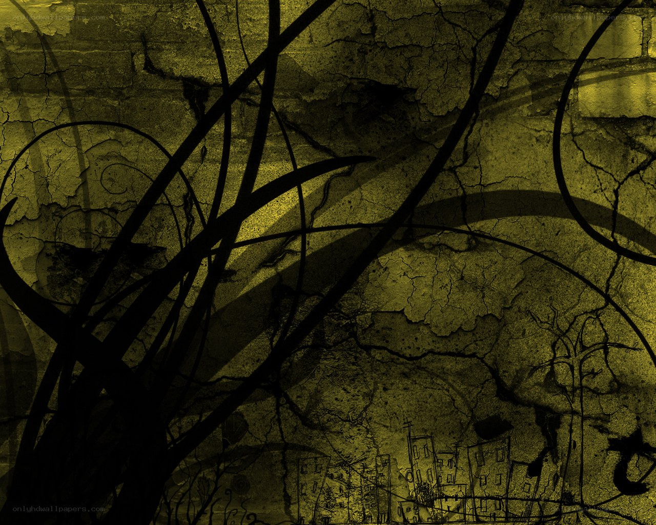 cracked wall with vines