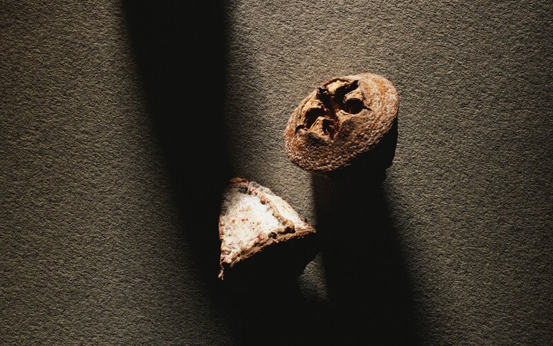 Cracked walnut on textured surface