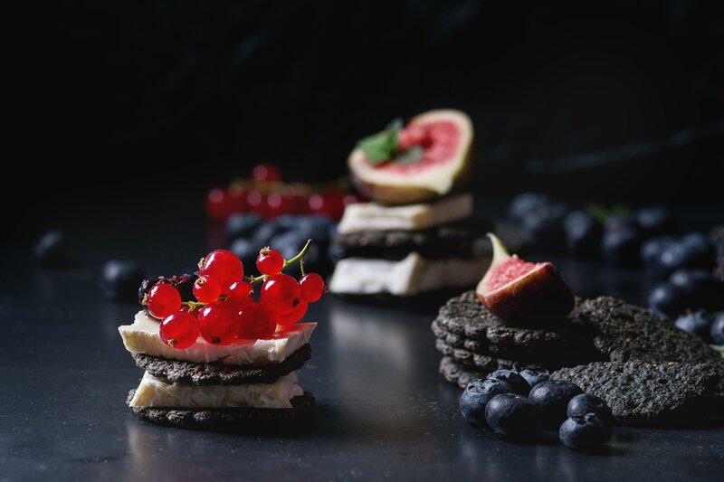 Cracker with Cheese and Berries