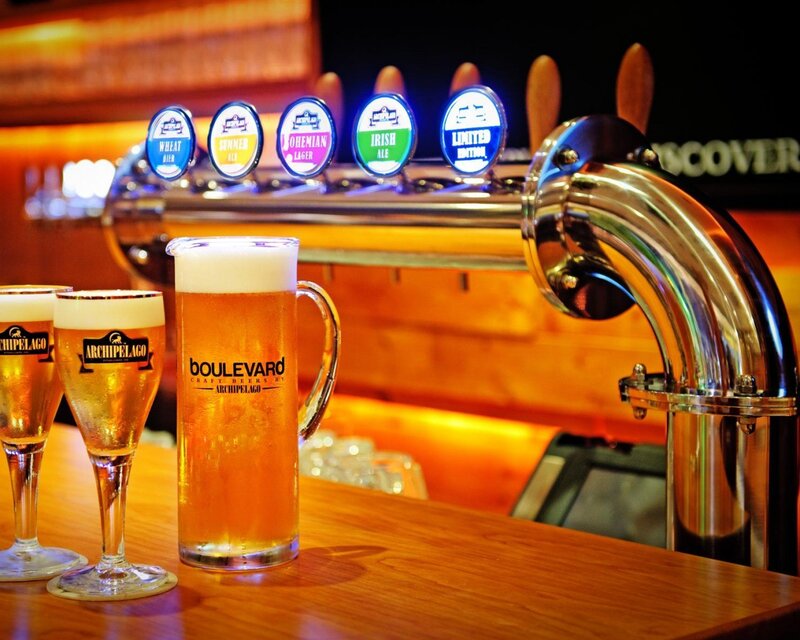 Craft beer selection at a bar
