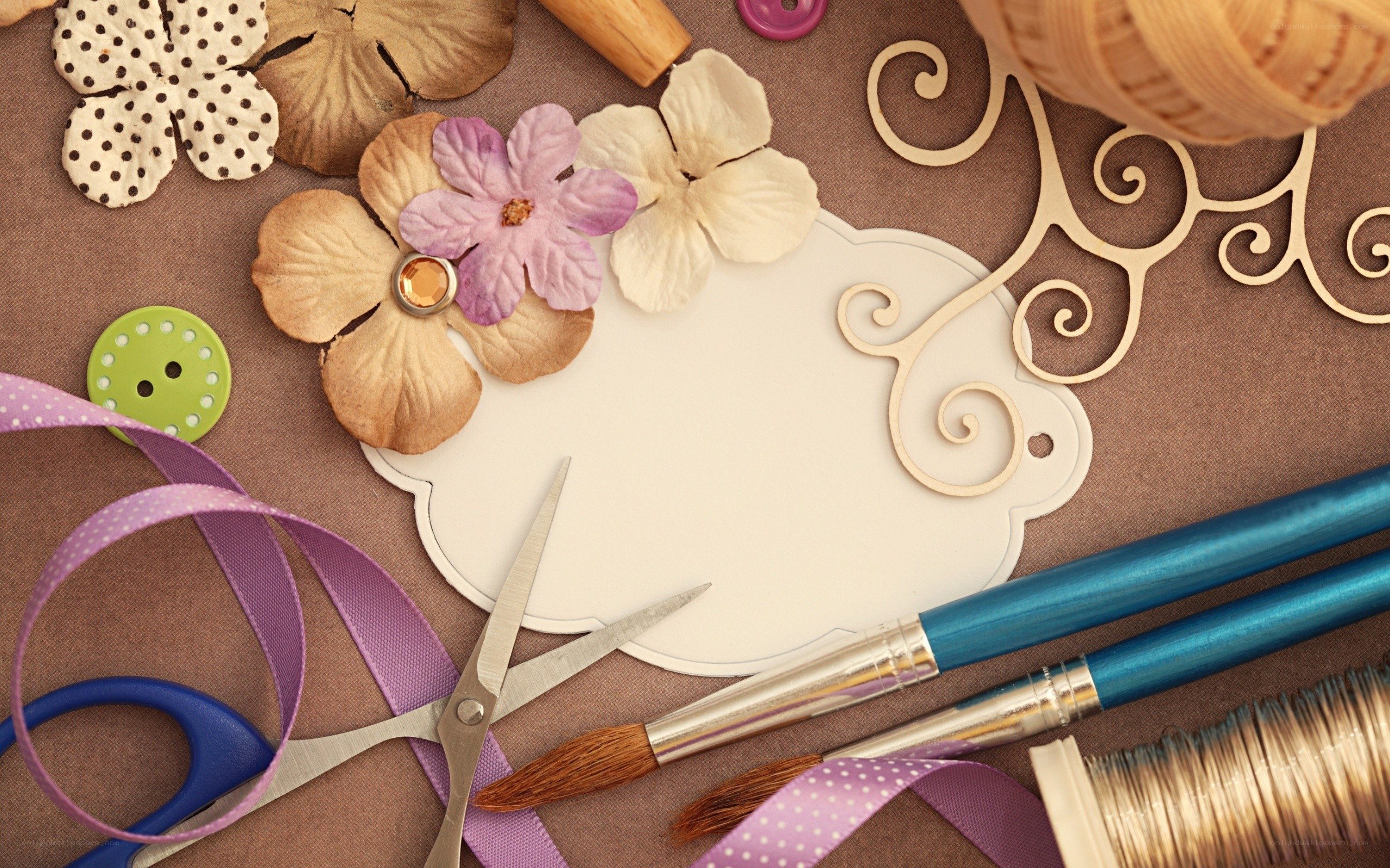craft supplies on brown paper