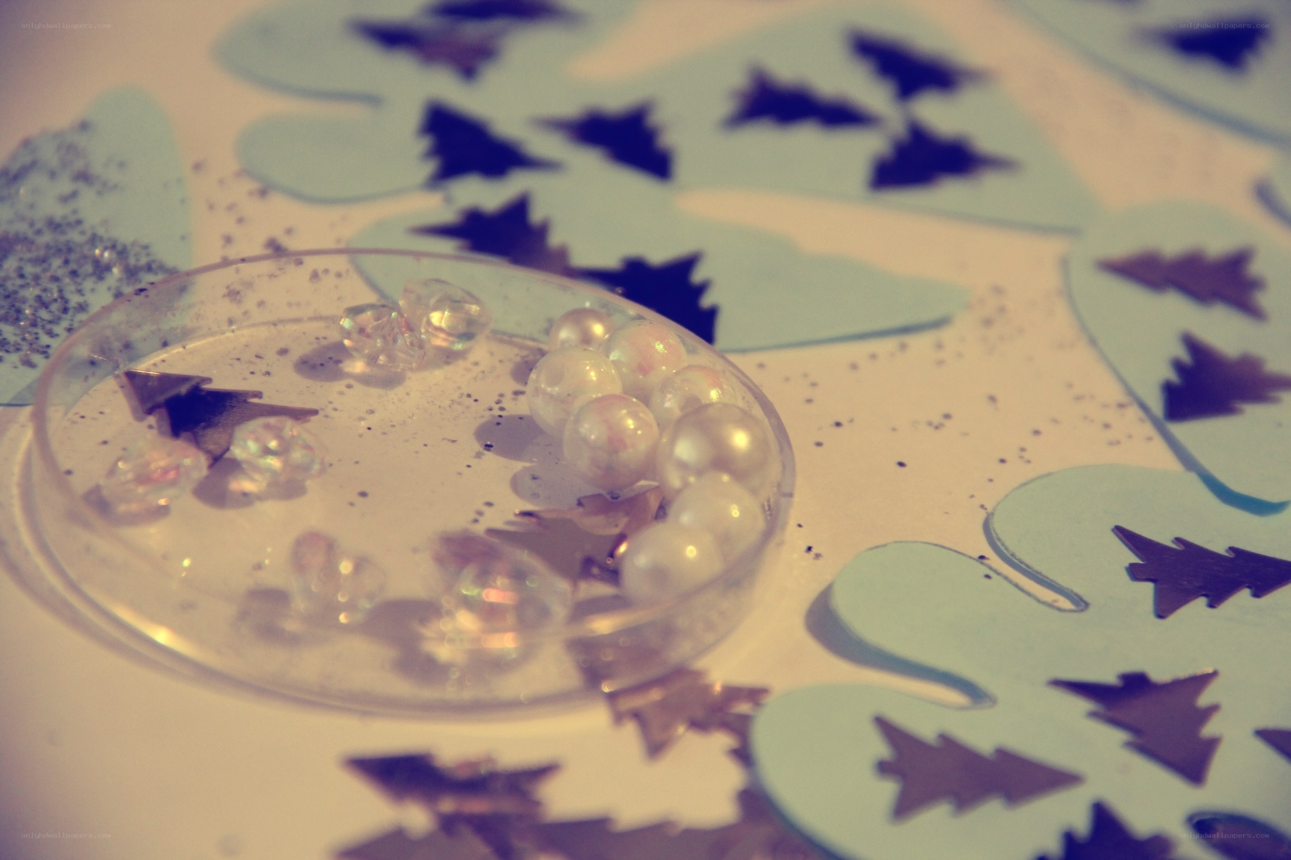 craft supplies with snowflakes