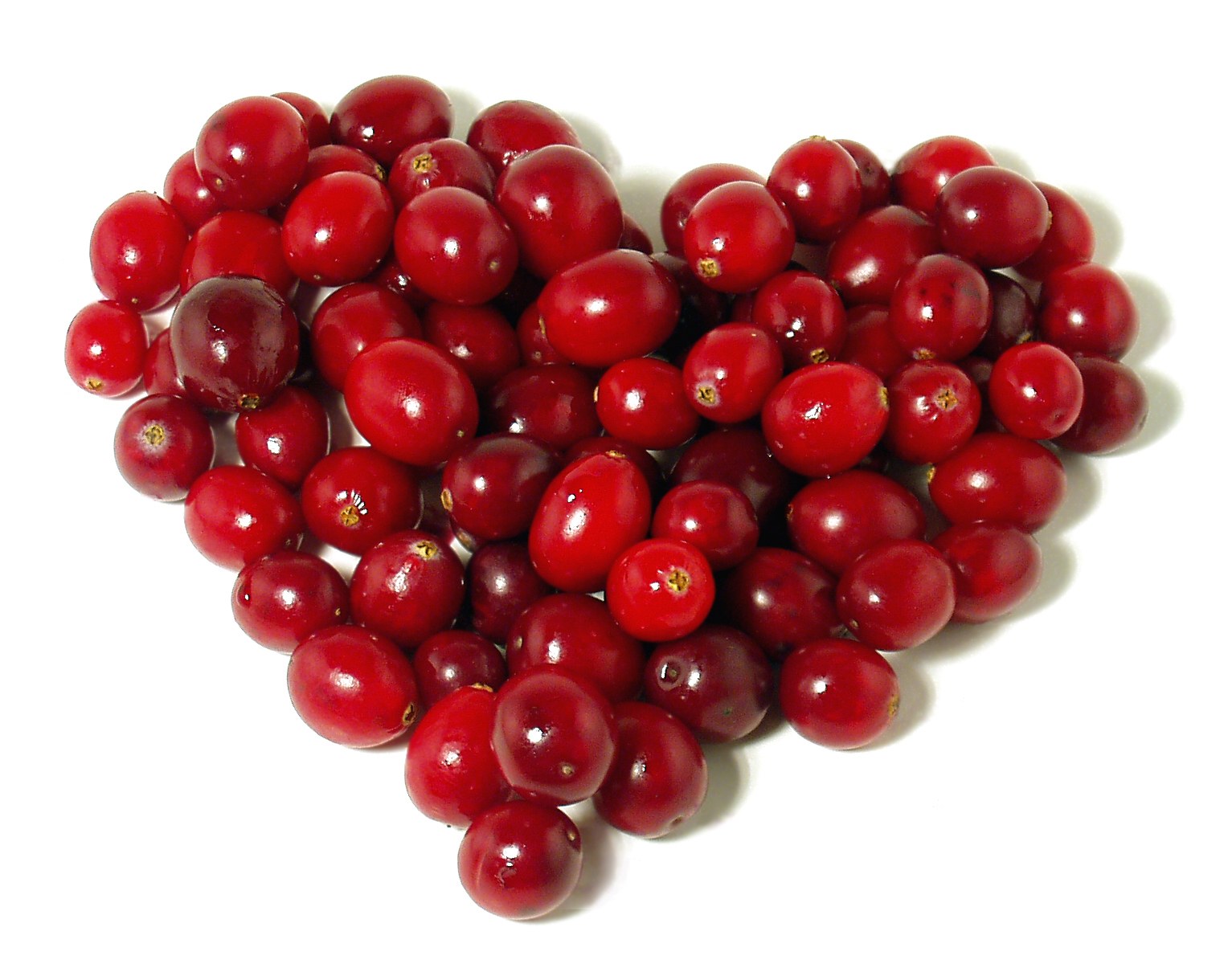 Cranberries arranged in a heart