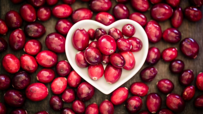 Cranberries in Heart Bowl