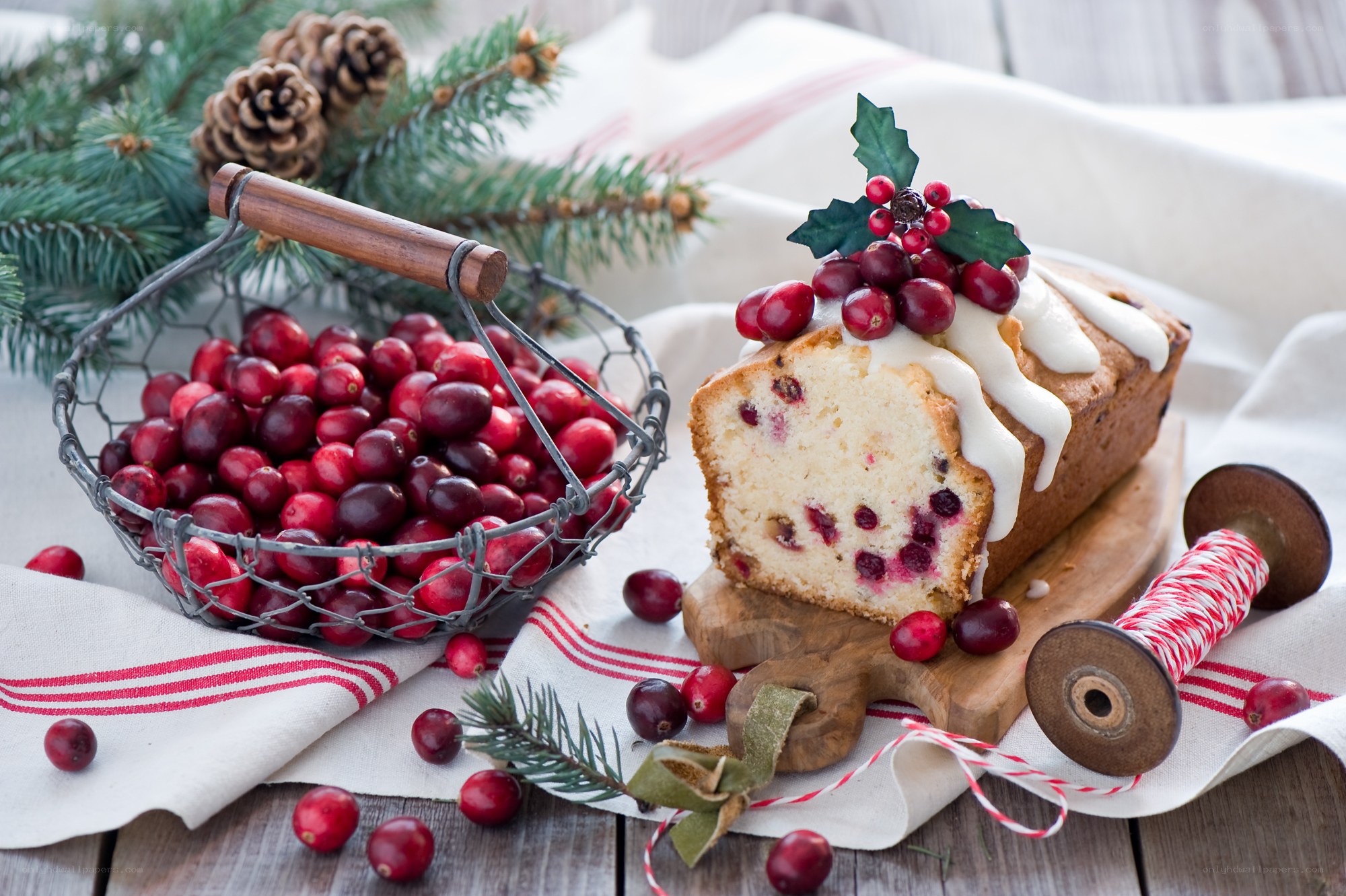 Cranberry bread with festive decor