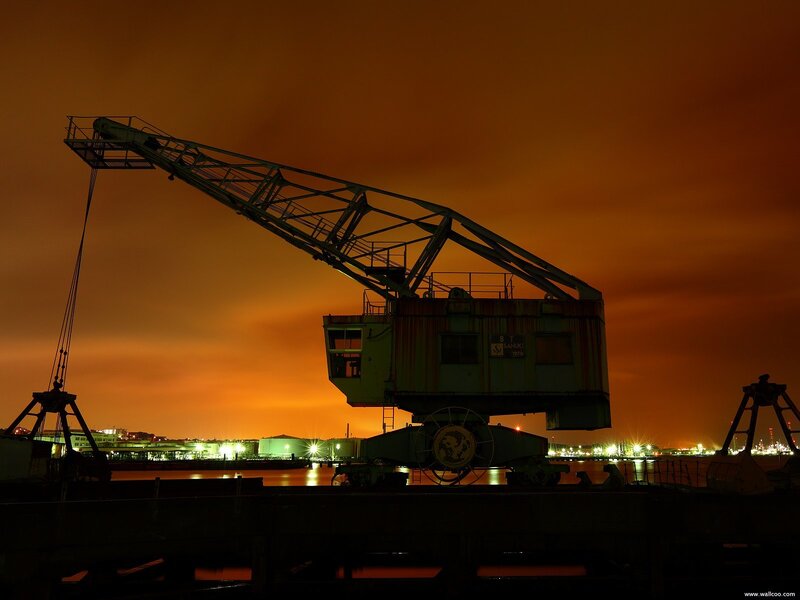Crane at sunset