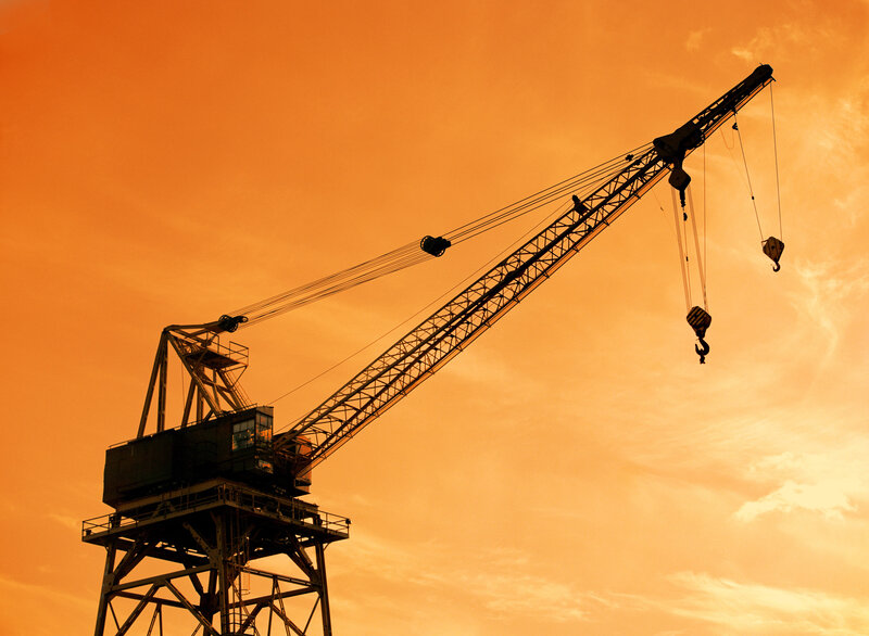 Crane at sunset