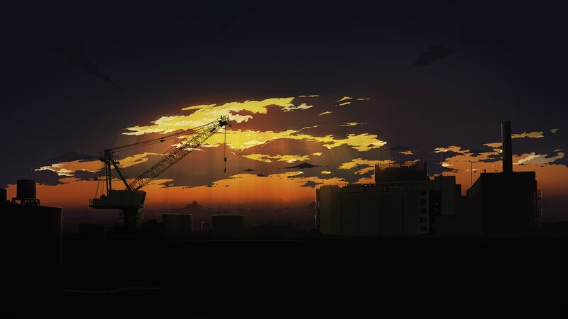 Crane at Sunset — Orange