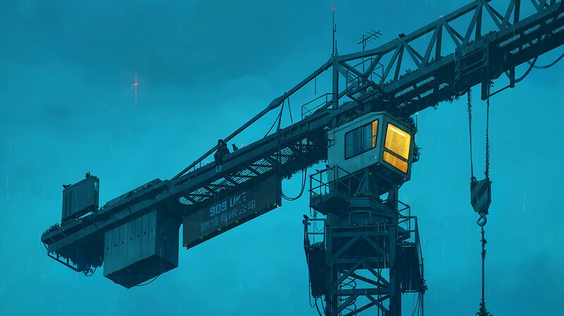 Crane in Rain