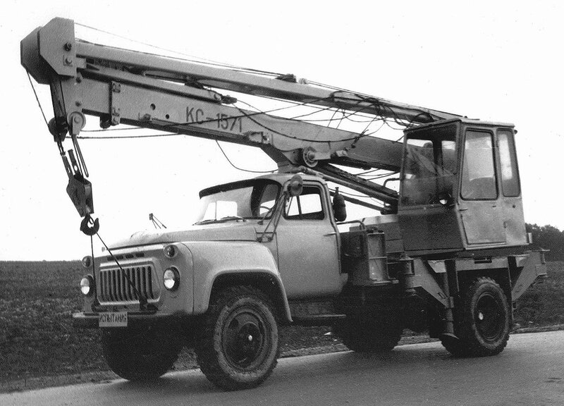Crane truck on a road