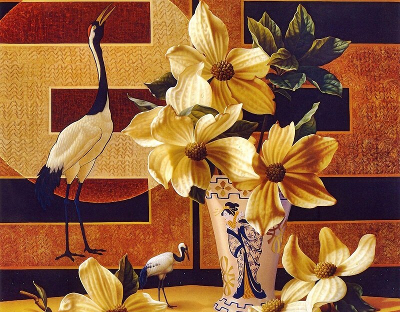 Cranes and Flowers