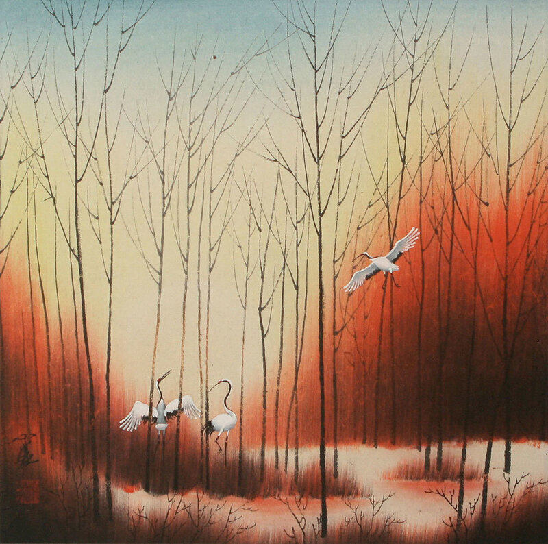 Cranes in a Forest